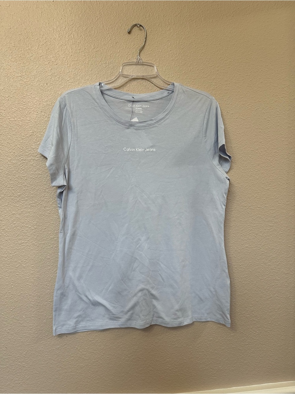 Calvin Klein basic Jeans Women's Light Blue Crew Neck T-Shirt Size XL
